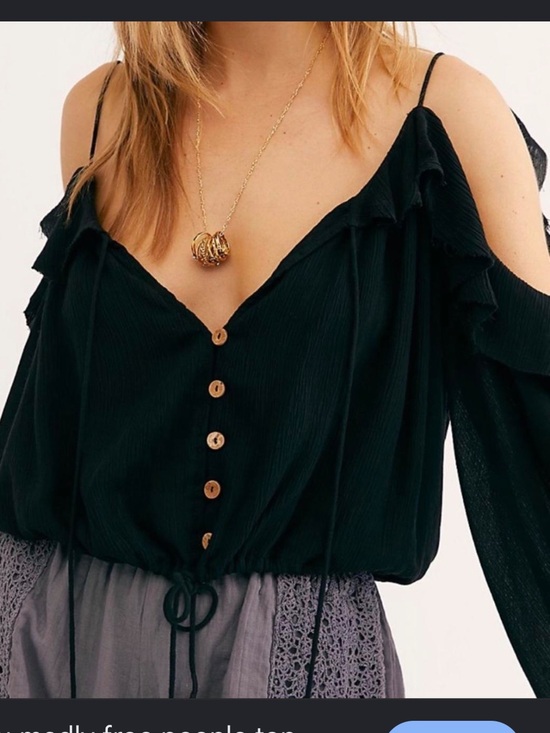 Free People Tops - Free People Black Cold-Shoulder Button-Front Blouse